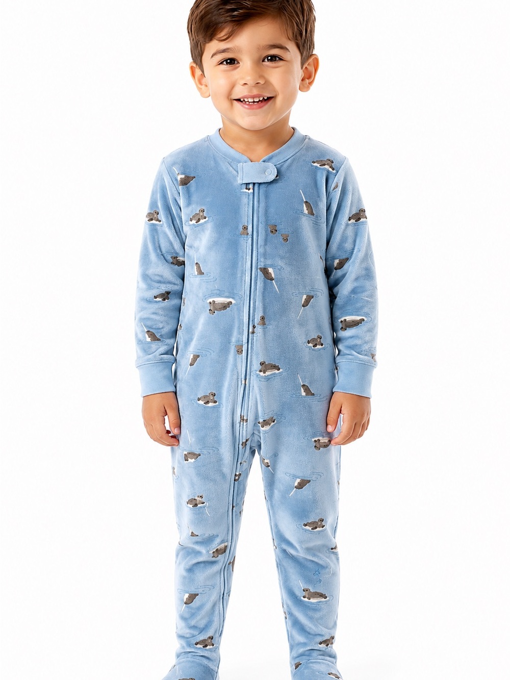 Carter's Light Blue Plush Toddler Footed One-Piece Sleeper-3T